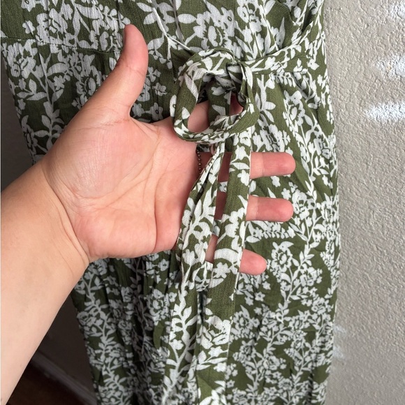 Papillon Wrap Green and White Ruffled Midi Dress S - Picture 10 of 16